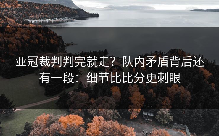 亚冠裁判判完就走？队内矛盾背后还有一段：细节比比分更刺眼