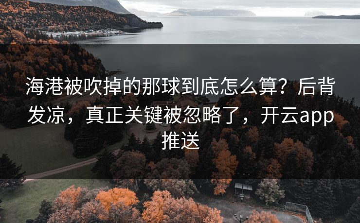 海港被吹掉的那球到底怎么算？后背发凉，真正关键被忽略了，开云app推送