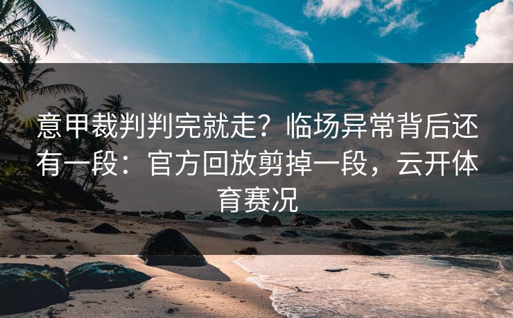 意甲裁判判完就走？临场异常背后还有一段：官方回放剪掉一段，云开体育赛况