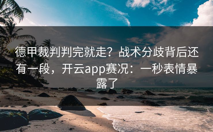 德甲裁判判完就走？战术分歧背后还有一段，开云app赛况：一秒表情暴露了