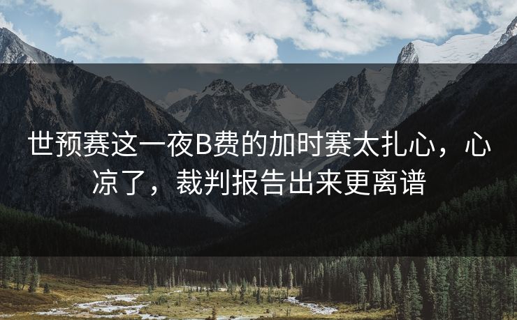 世预赛这一夜B费的加时赛太扎心，心凉了，裁判报告出来更离谱