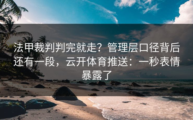 法甲裁判判完就走？管理层口径背后还有一段，云开体育推送：一秒表情暴露了