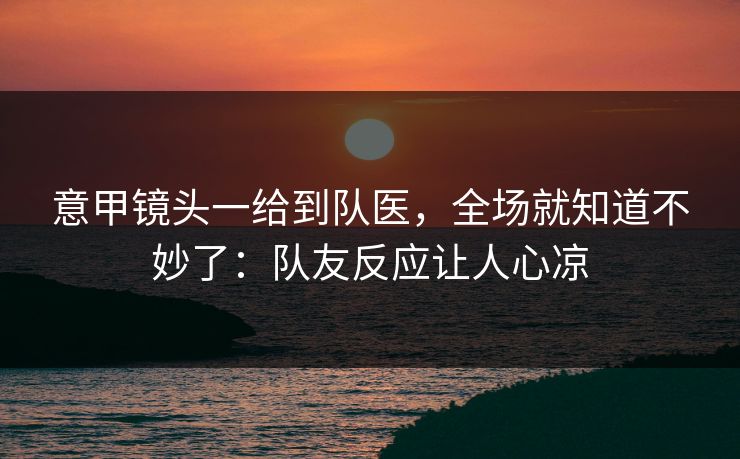 意甲镜头一给到队医，全场就知道不妙了：队友反应让人心凉